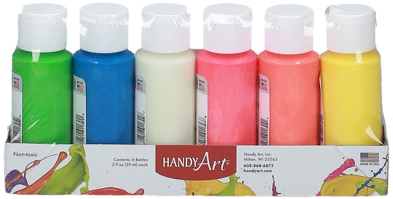 Handy Art 6 color - 2 ounce Glow in the Dark Acrylic Paint Set - Image 2